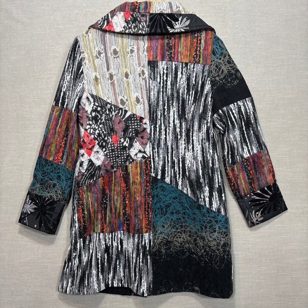 Variations Abstract Patchwork Jacket Women's Small Boho Artsy Statement Layer - Picture 3 of 10